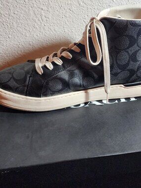 Coach Men’s Size 13D Black Signature High Top Sneakers